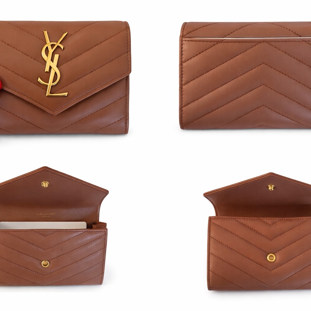 Yves Saint Laurent Barley Pink Quilted Leather Wallet